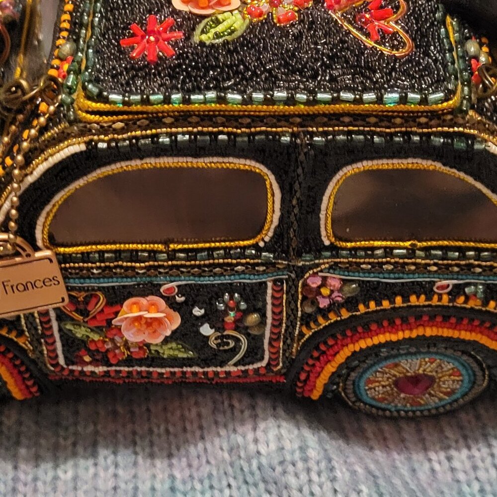 Mary Frances Black Beaded Car-Shaped Evening Bag with Multicolor Embellishments - Picture 2 of 11